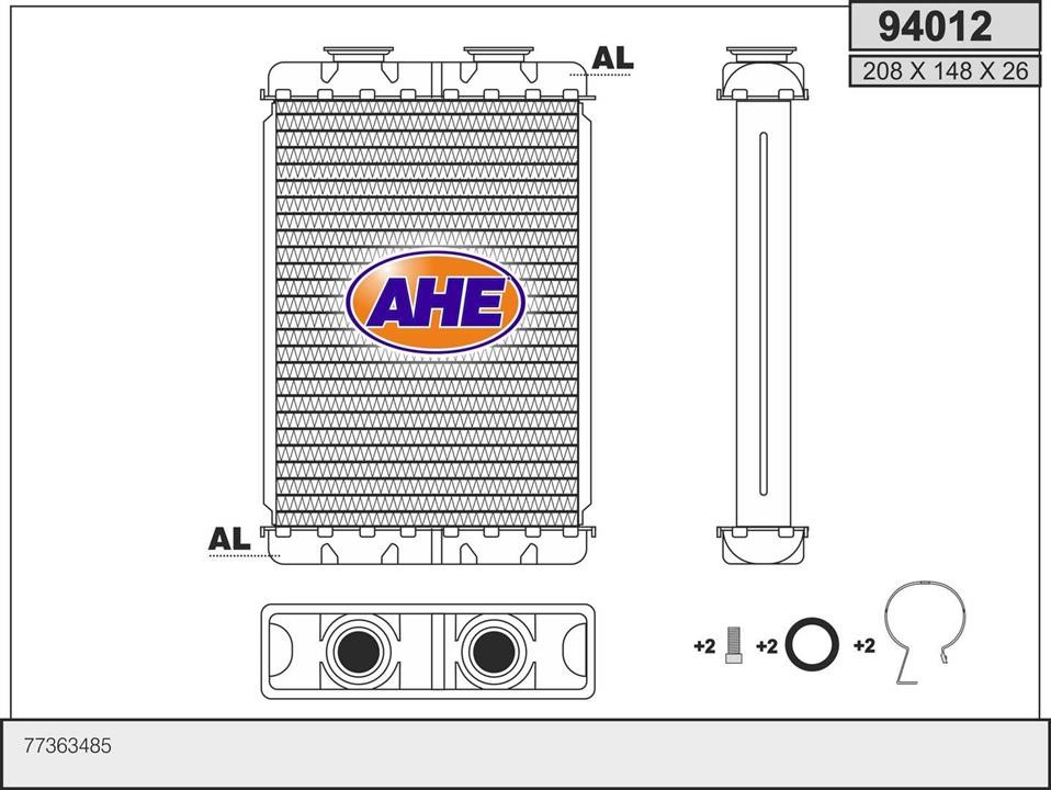 AHE 94012 Heat Exchanger, interior heating 94012: Buy near me in Poland at 2407.PL - Good price!