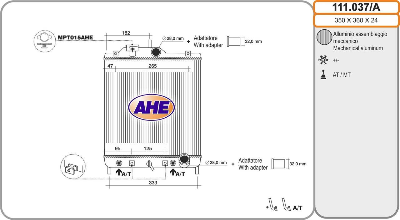 AHE 111.037/A Radiator, engine cooling 111037A: Buy near me in Poland at 2407.PL - Good price!