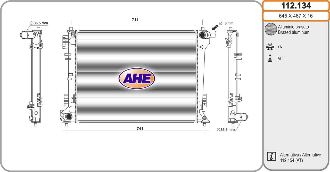 AHE 112.134 Radiator, engine cooling 112134: Buy near me in Poland at 2407.PL - Good price!