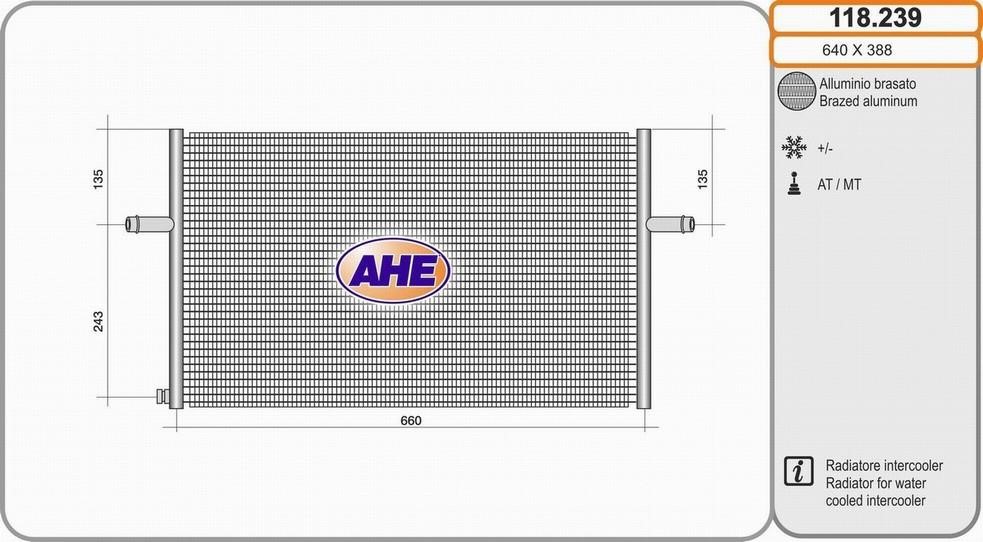 AHE 118.239 Radiator, engine cooling 118239: Buy near me in Poland at 2407.PL - Good price!