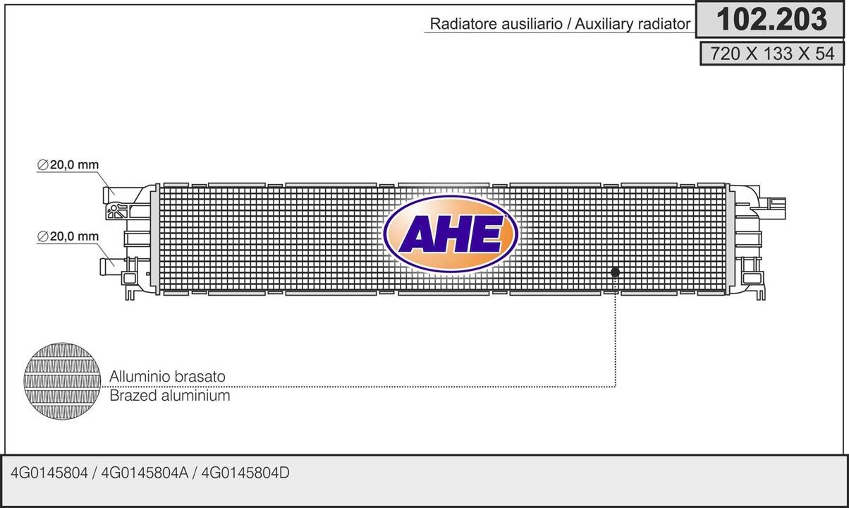 AHE 102.203 Radiator, engine cooling 102203: Buy near me in Poland at 2407.PL - Good price!