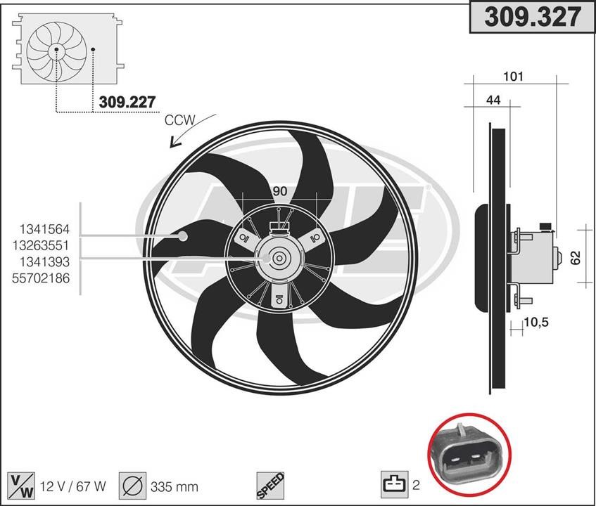 AHE 309.327 Fan, radiator 309327: Buy near me in Poland at 2407.PL - Good price!