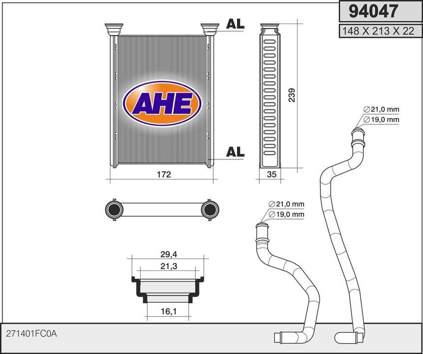 AHE 94047 Heat exchanger, interior heating 94047: Buy near me at 2407.PL in Poland at an Affordable price!