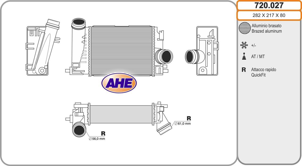 AHE 720.027 Chłodnica powietrza doładowującego (intercooler) 720027: Dobra cena w Polsce na 2407.PL - Kup Teraz!