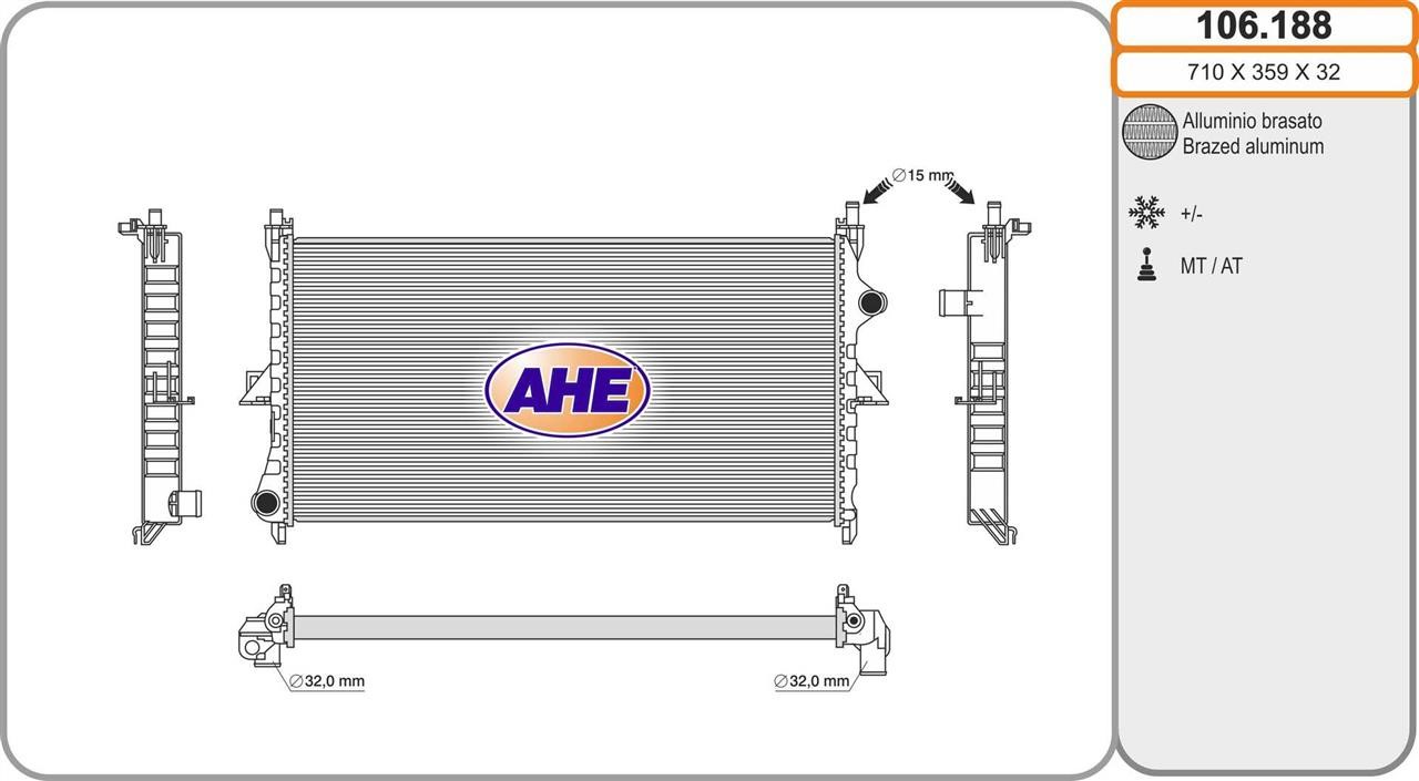 AHE 106.188 Radiator, engine cooling 106188: Buy near me in Poland at 2407.PL - Good price!