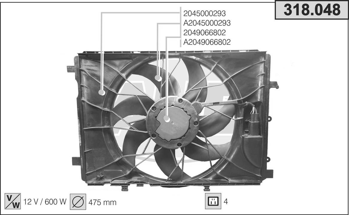 AHE 318.048 Hub, engine cooling fan wheel 318048: Buy near me in Poland at 2407.PL - Good price!