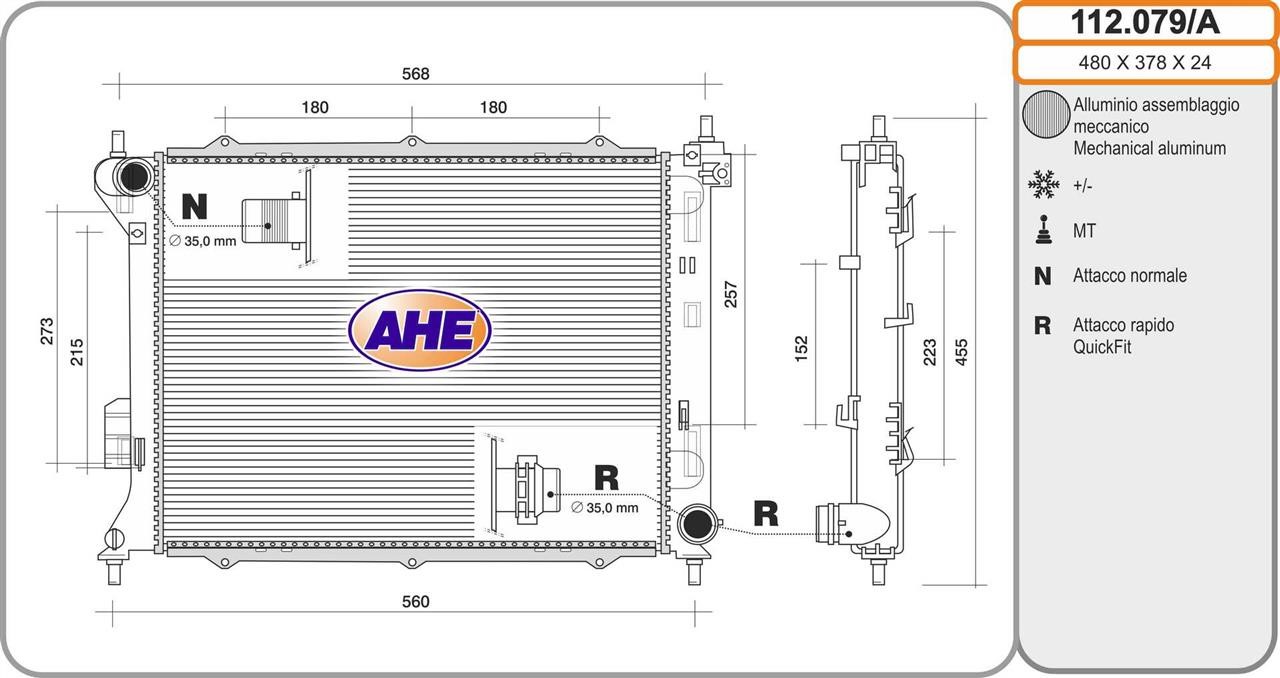 AHE 112.079/A Radiator, engine cooling 112079A: Buy near me in Poland at 2407.PL - Good price!