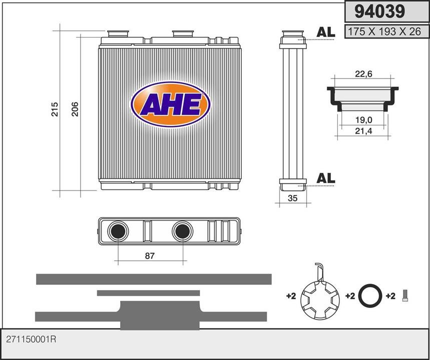 AHE 94039 Heat Exchanger, interior heating 94039: Buy near me in Poland at 2407.PL - Good price!
