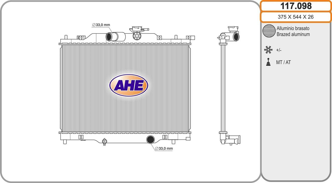 AHE 117.098 Radiator, engine cooling 117098: Buy near me in Poland at 2407.PL - Good price!