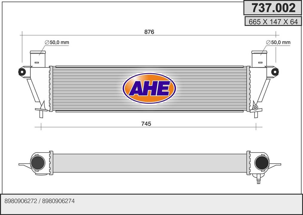 AHE 737.002 Intercooler, charger 737002: Buy near me in Poland at 2407.PL - Good price!