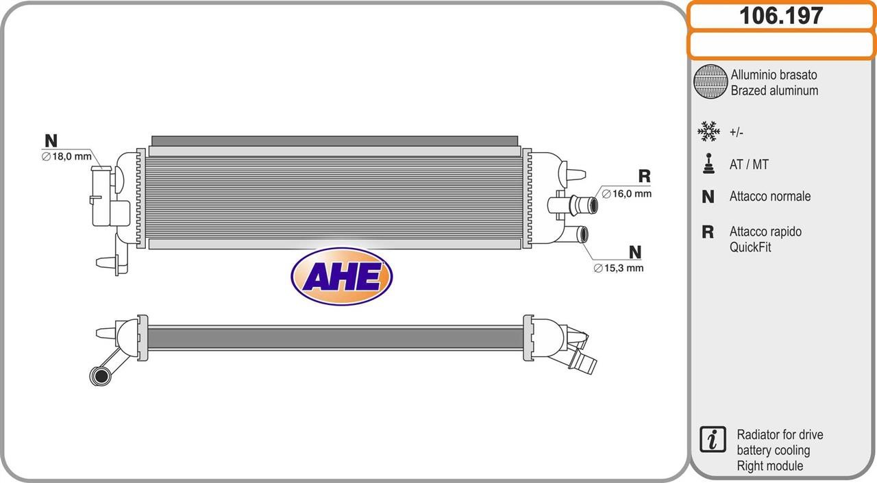 AHE 106.197 Radiator, engine cooling 106197: Buy near me in Poland at 2407.PL - Good price!