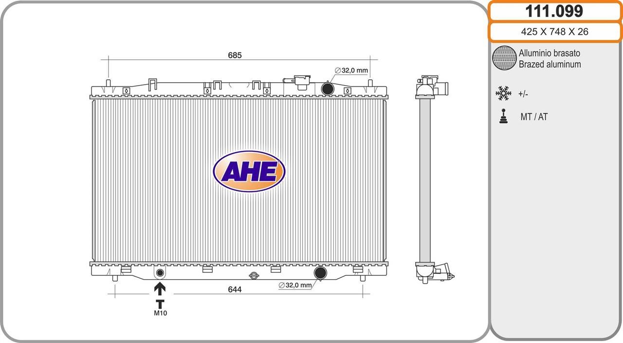 AHE 111.099 Radiator, engine cooling 111099: Buy near me in Poland at 2407.PL - Good price!