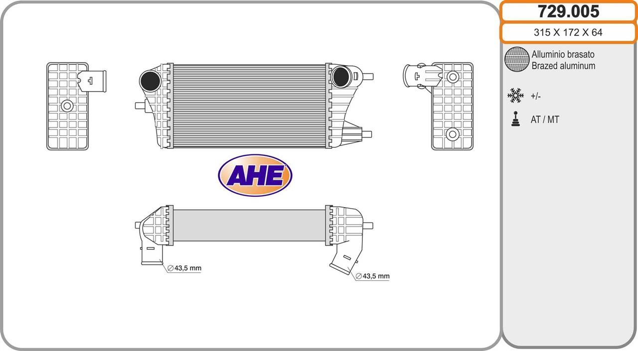 AHE 729.005 Chłodnica powietrza doładowującego (intercooler) 729005: Dobra cena w Polsce na 2407.PL - Kup Teraz!