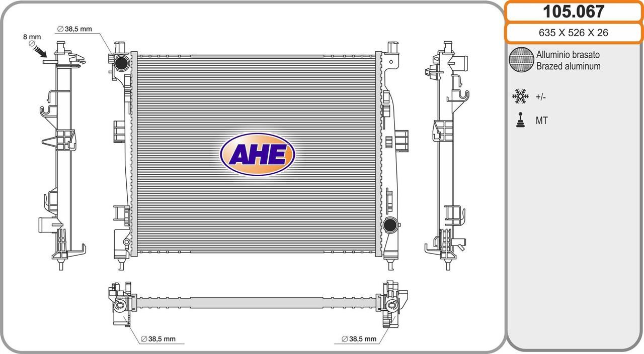 AHE 105.067 Radiator, engine cooling 105067: Buy near me in Poland at 2407.PL - Good price!