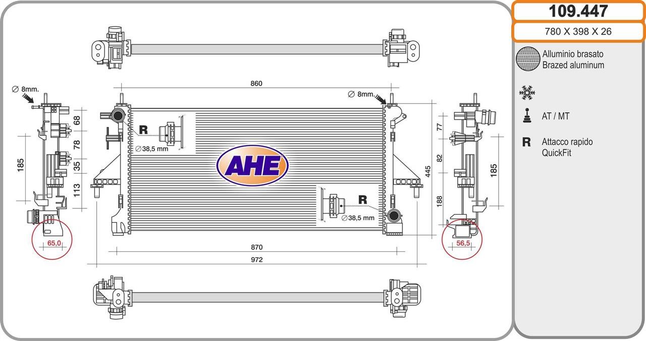 AHE 109.447 Радіатор охолодження двигуна 109447: Приваблива ціна - Купити у Польщі на 2407.PL!