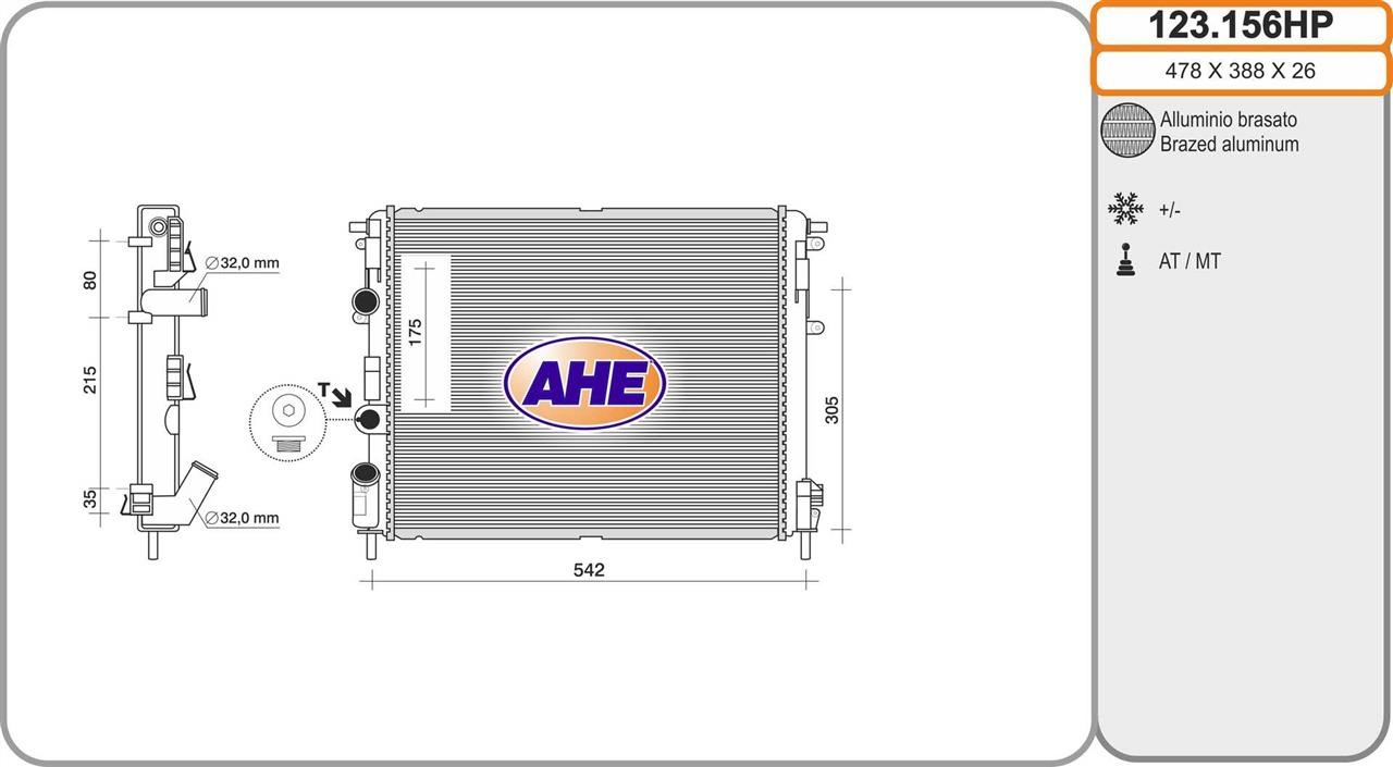 AHE 123.156HP Radiator, engine cooling 123156HP: Buy near me in Poland at 2407.PL - Good price!