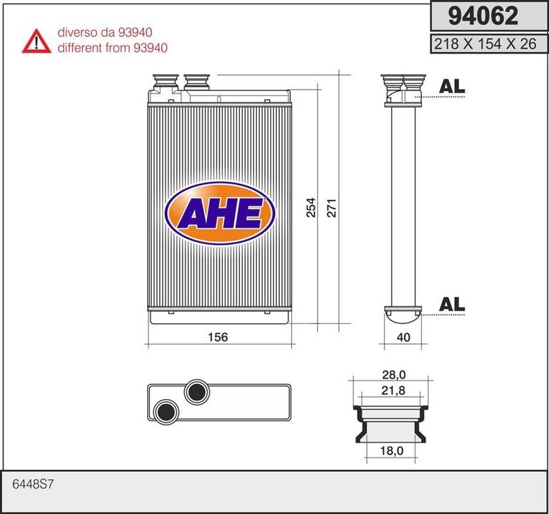 AHE 94062 Heat exchanger, interior heating 94062: Buy near me in Poland at 2407.PL - Good price!