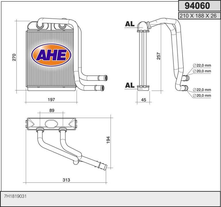 AHE 94060 Heat exchanger, interior heating 94060: Buy near me in Poland at 2407.PL - Good price!
