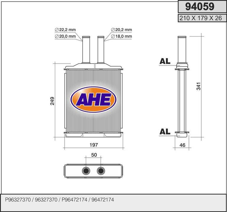 AHE 94059 Heat exchanger, interior heating 94059: Buy near me in Poland at 2407.PL - Good price!