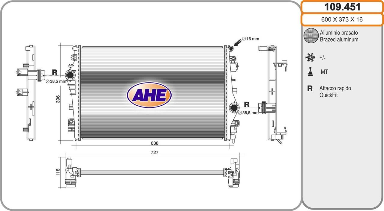 AHE 109.451 Kühler motorkühlung 109451: Kaufen Sie zu einem guten Preis in Polen bei 2407.PL!