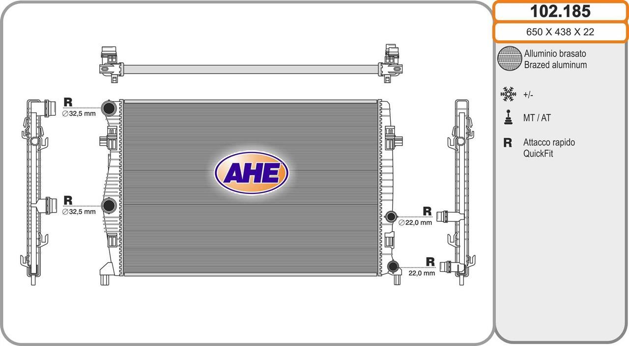 AHE 102.185 Radiator, engine cooling 102185: Buy near me in Poland at 2407.PL - Good price!