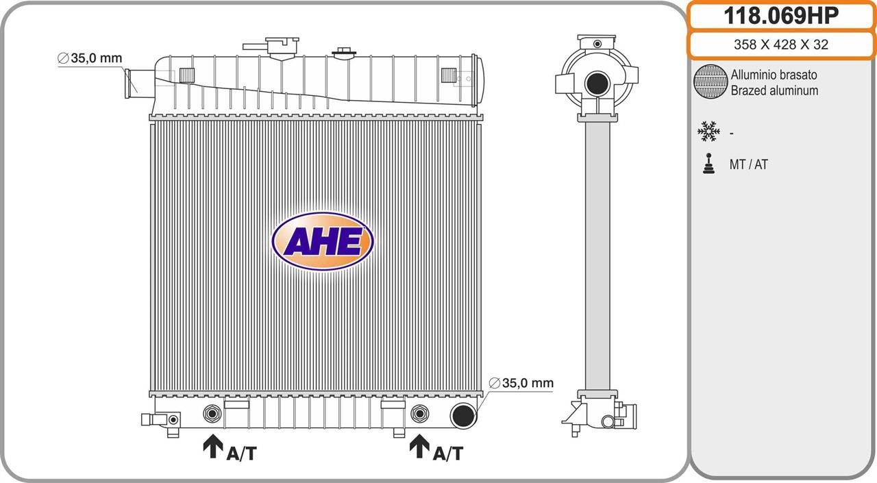 AHE 118.069HP Radiator, engine cooling 118069HP: Buy near me in Poland at 2407.PL - Good price!