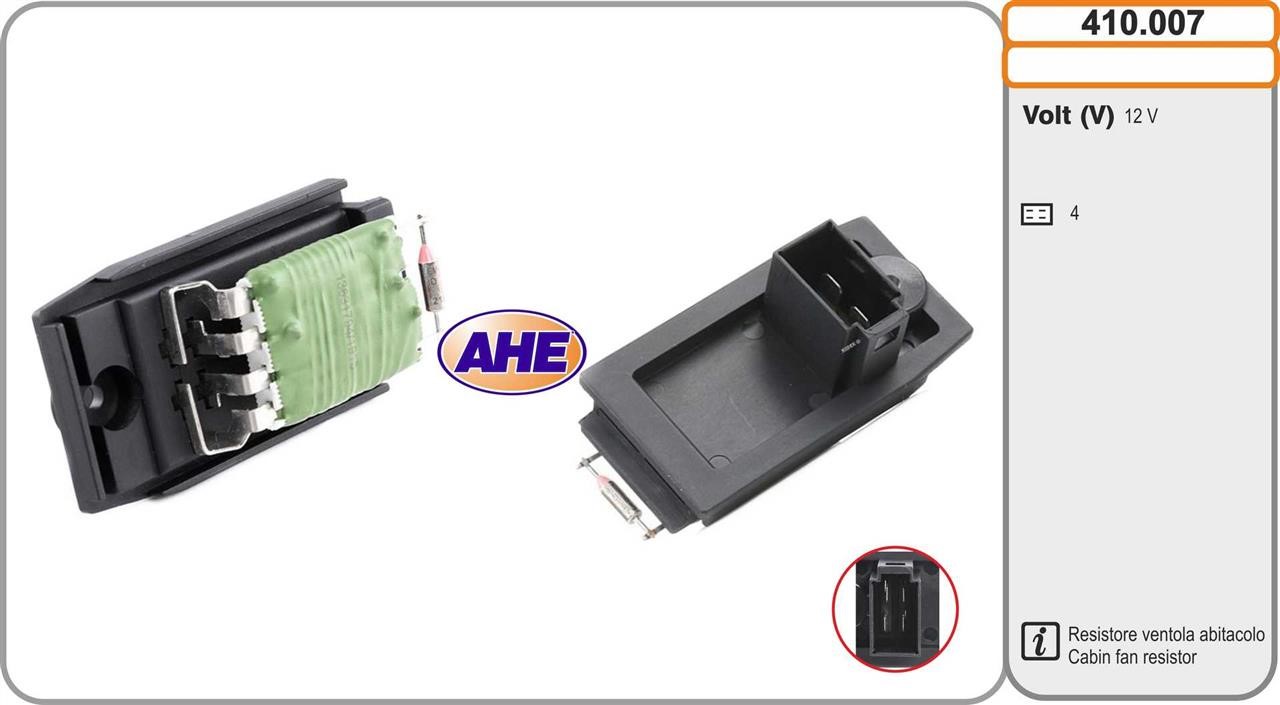 AHE 410.007 Pre-resistor, electro motor radiator fan 410007: Buy near me in Poland at 2407.PL - Good price!