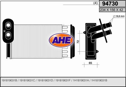 AHE 94730 Heat exchanger, interior heating 94730: Buy near me in Poland at 2407.PL - Good price!