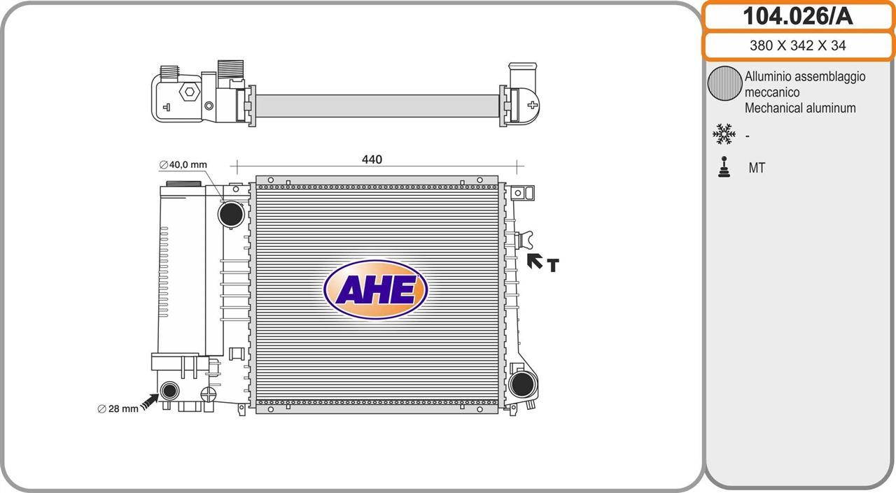 AHE 104.026/A Radiator, engine cooling 104026A: Buy near me in Poland at 2407.PL - Good price!