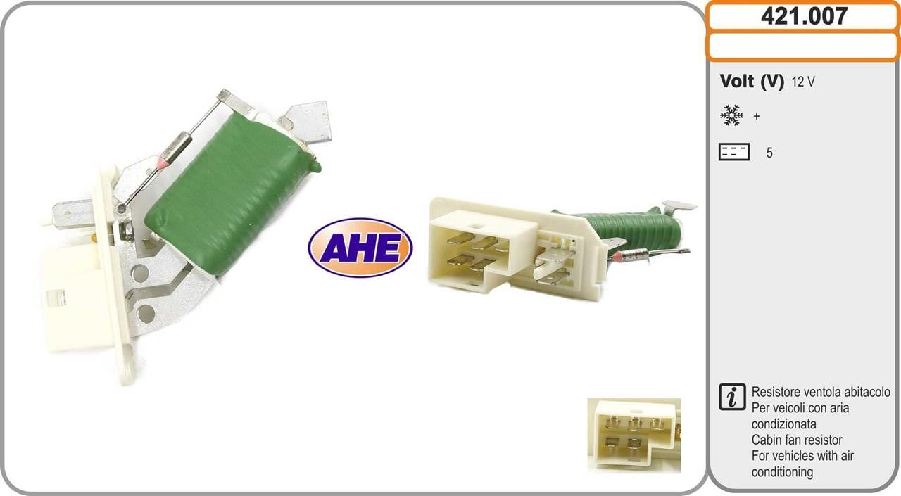 AHE 421.007 Дополнительный резистор, электромотор - вентилятор радиатора 421007: Отличная цена - Купить в Польше на 2407.PL!