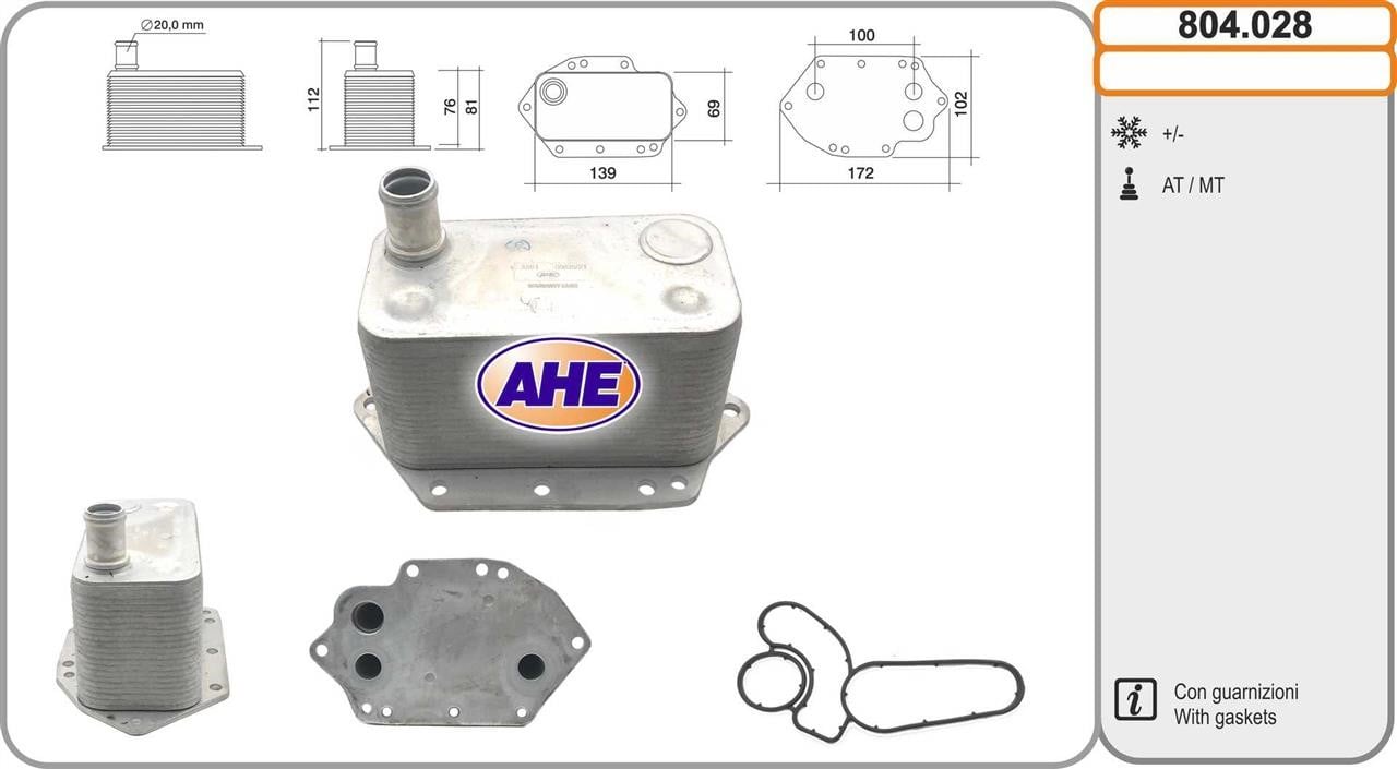 AHE 804.028 Oil Cooler, engine oil 804028: Buy near me in Poland at 2407.PL - Good price!