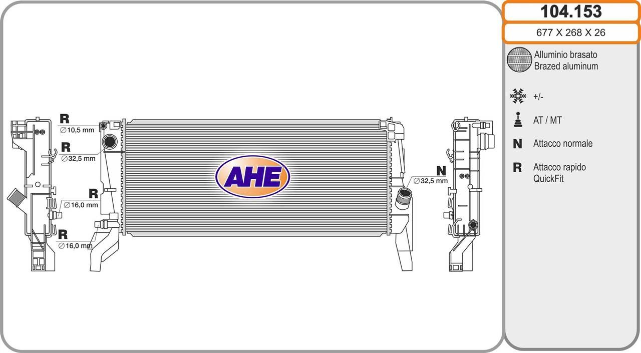 AHE 104.153 Радиатор охлаждения двигателя 104153: Отличная цена - Купить в Польше на 2407.PL!