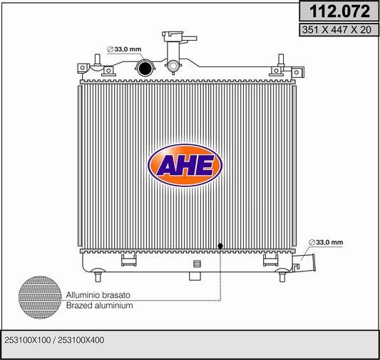 AHE 112.072 Radiator, engine cooling 112072: Buy near me in Poland at 2407.PL - Good price!