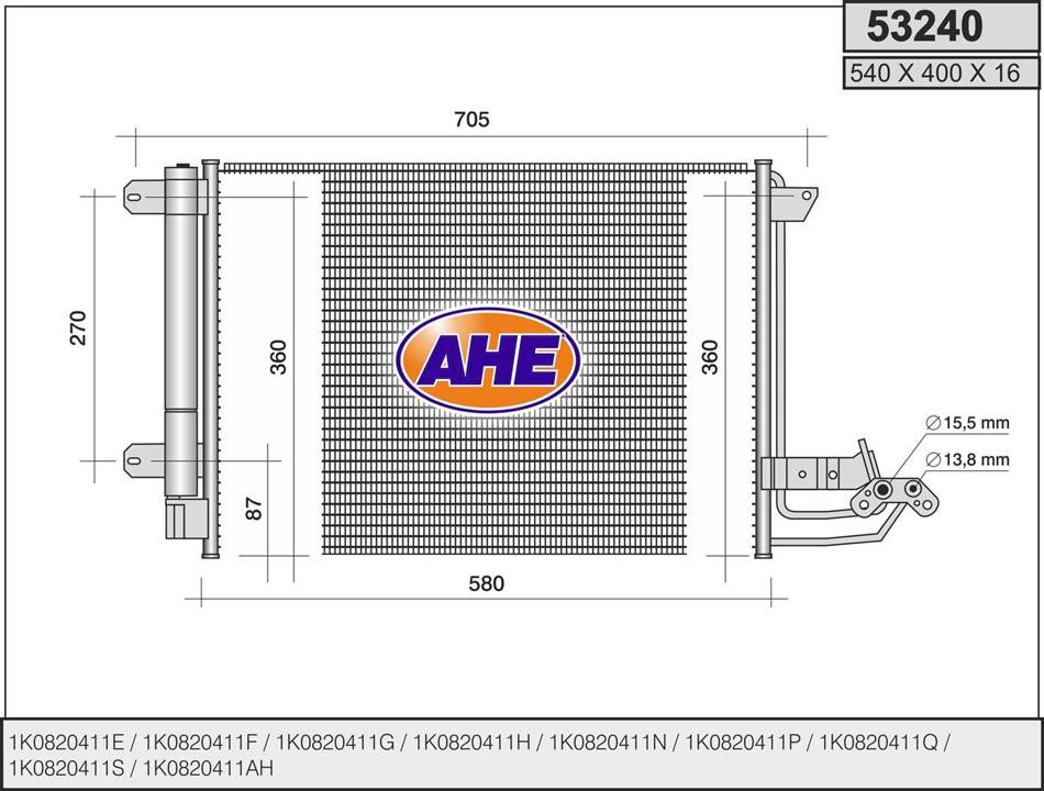 AHE 53240 Радиатор кондиционера (Конденсатор) 53240: Отличная цена - Купить в Польше на 2407.PL!