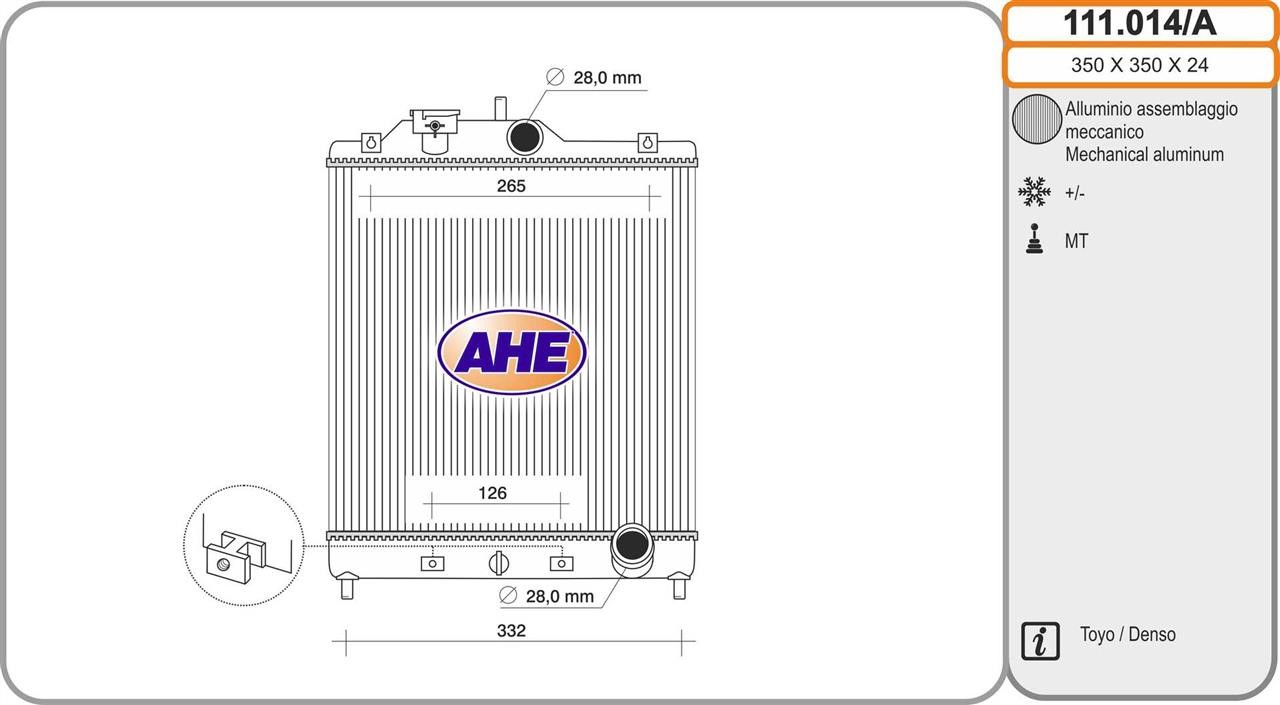 AHE 111.014/A Radiator, engine cooling 111014A: Buy near me in Poland at 2407.PL - Good price!