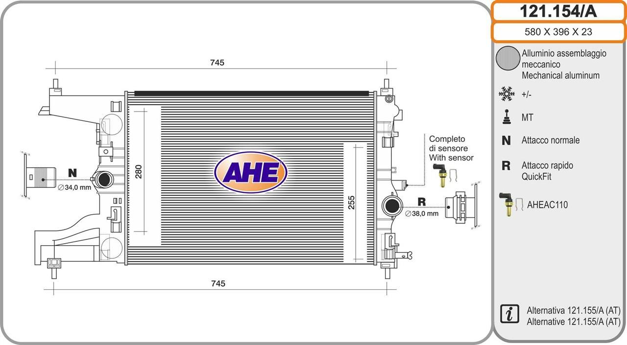 AHE 121.154/A Radiator, engine cooling 121154A: Buy near me at 2407.PL in Poland at an Affordable price!