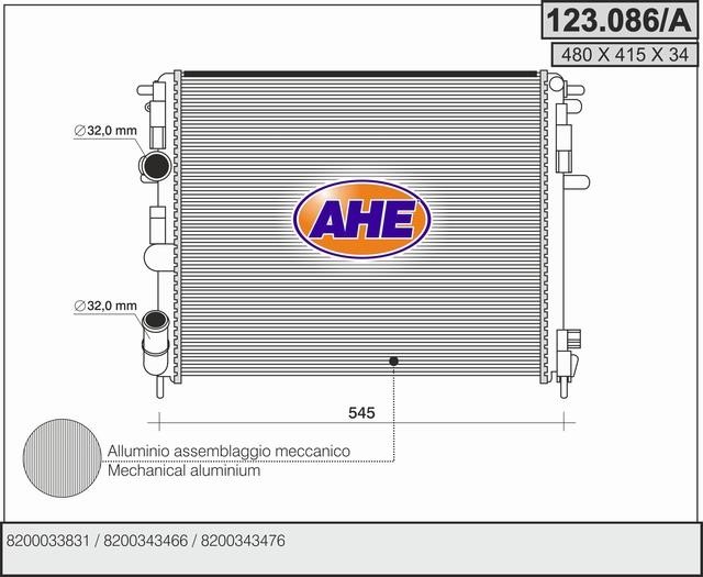 AHE 123.086/A Радіатор охолодження двигуна 123086A: Приваблива ціна - Купити у Польщі на 2407.PL!