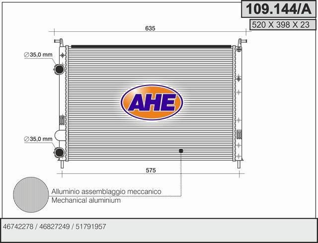 AHE 109144/A Radiator, engine cooling 109144A: Buy near me in Poland at 2407.PL - Good price!