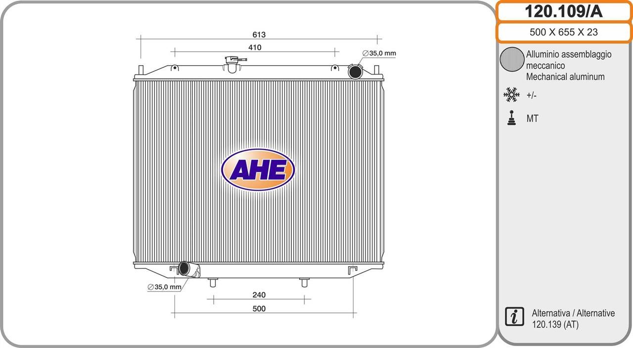 AHE 120.109/A Radiator, engine cooling 120109A: Buy near me in Poland at 2407.PL - Good price!