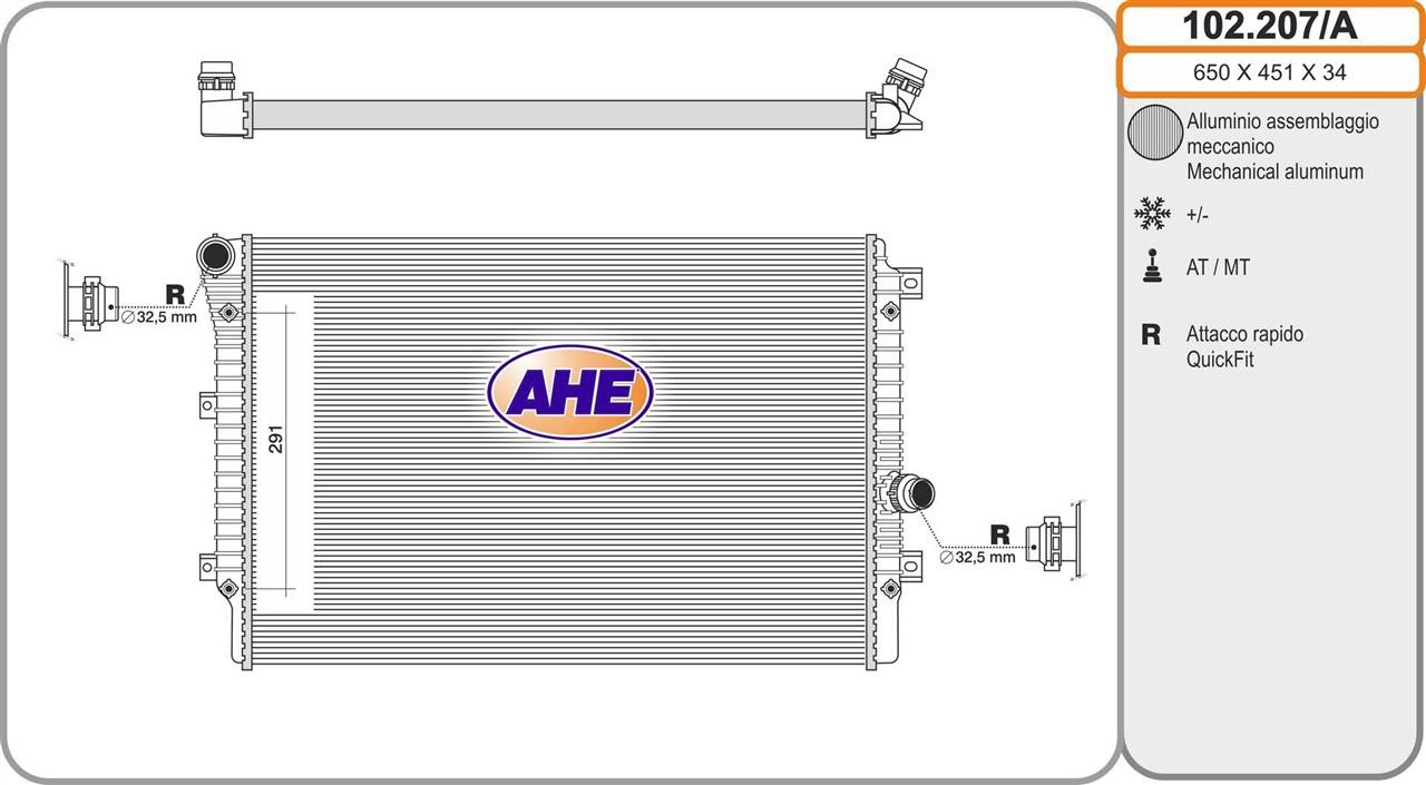 AHE 102.207/A Radiator, engine cooling 102207A: Buy near me in Poland at 2407.PL - Good price!