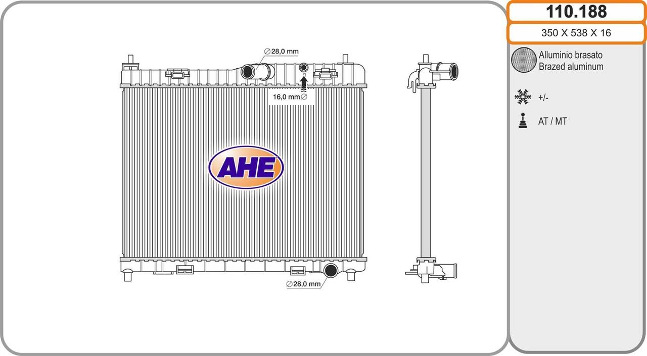 AHE 110.188 Радіатор охолодження двигуна 110188: Приваблива ціна - Купити у Польщі на 2407.PL!