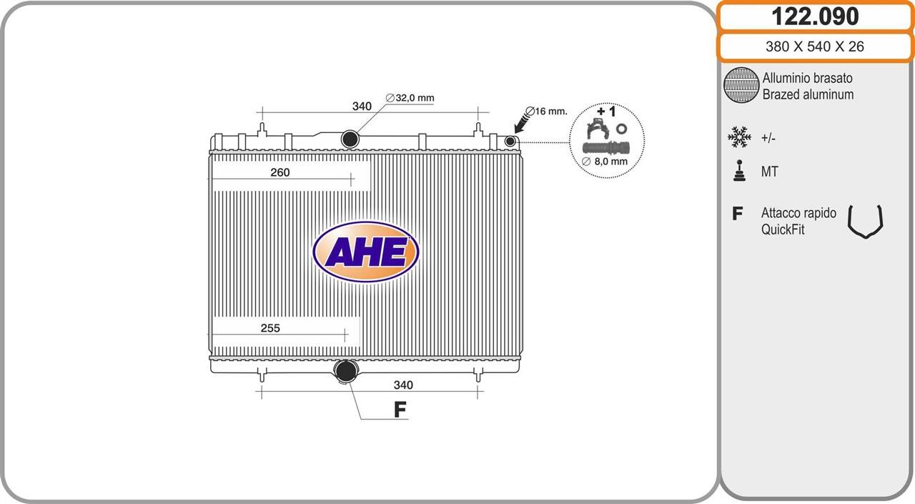AHE 122.090 Radiator, engine cooling 122090: Buy near me in Poland at 2407.PL - Good price!
