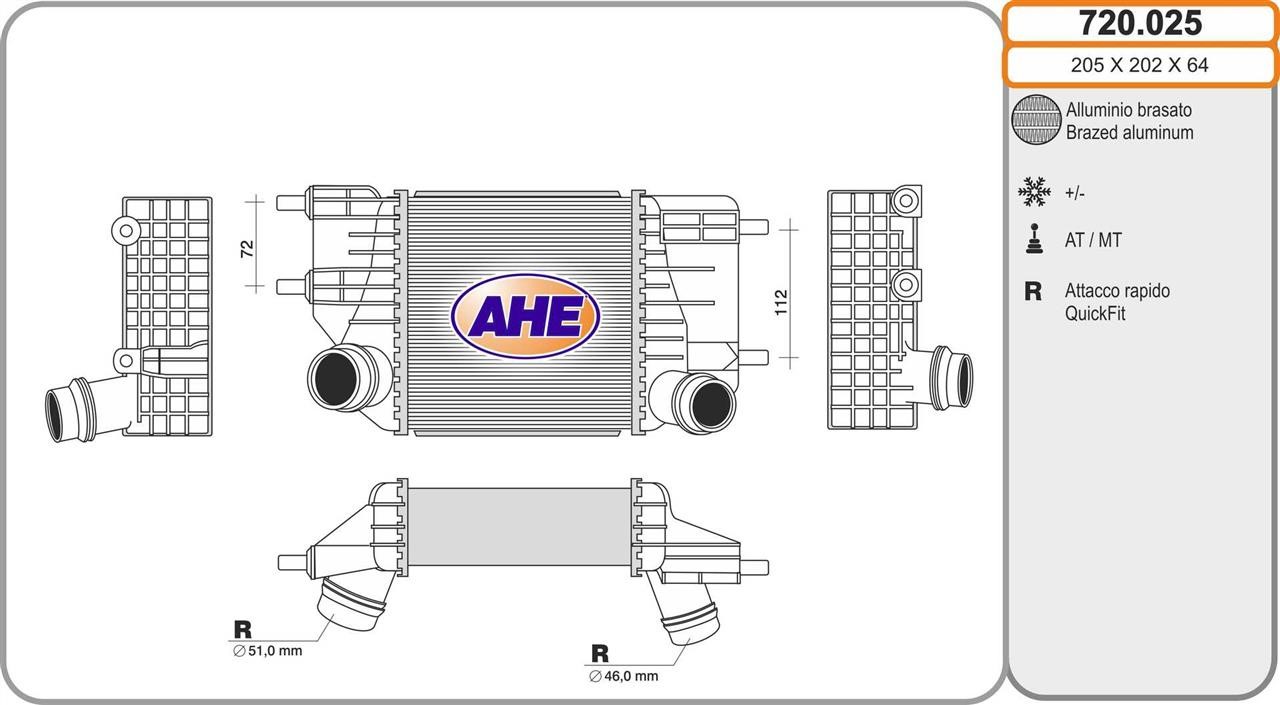 AHE 720.025 Intercooler, charger 720025: Buy near me in Poland at 2407.PL - Good price!