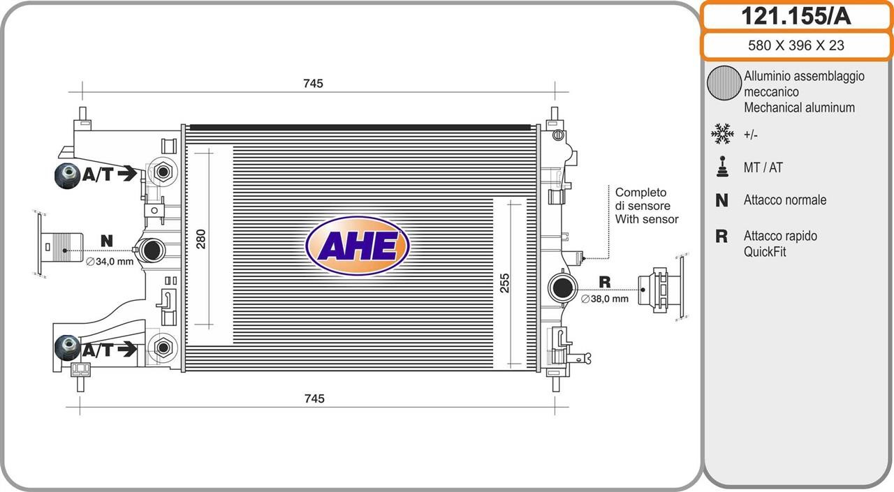 AHE 121.155/A Radiator, engine cooling 121155A: Buy near me in Poland at 2407.PL - Good price!