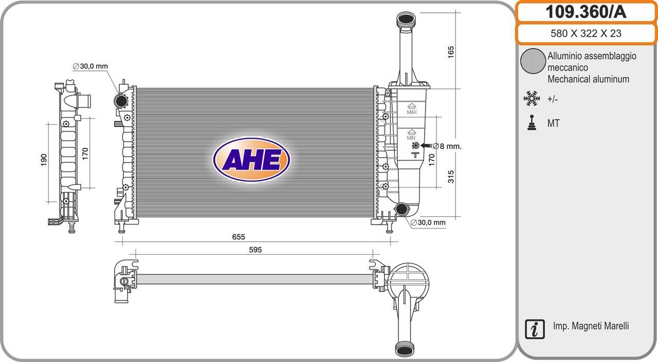 AHE 109.360 Radiator, engine cooling 109360: Buy near me in Poland at 2407.PL - Good price!