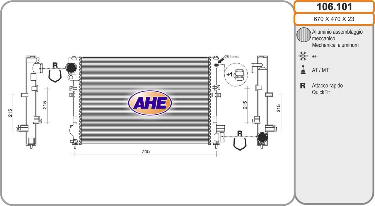 AHE 106.101 Radiator, engine cooling 106101: Buy near me in Poland at 2407.PL - Good price!