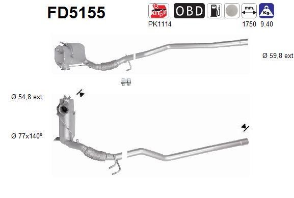 As FD5155 Сажевый / частичный фильтр, система выхлопа ОГ FD5155: Купить в Польше - Отличная цена на 2407.PL!