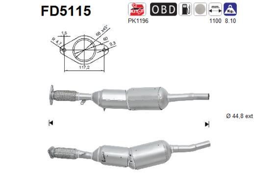 As FD5115 Сажевый / частичный фильтр, система выхлопа ОГ FD5115: Отличная цена - Купить в Польше на 2407.PL!