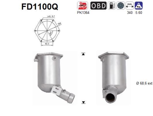 As FD1100Q Сажевый / частичный фильтр, система выхлопа ОГ FD1100Q: Отличная цена - Купить в Польше на 2407.PL!
