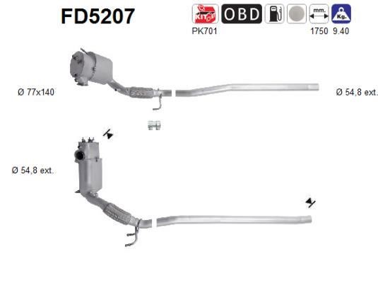 As FD5207 Сажевый / частичный фильтр, система выхлопа ОГ FD5207: Отличная цена - Купить в Польше на 2407.PL!